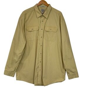 L.L.Bean Button Up Shirt Men XXL Tall Yellow Cotton Traditional Fit Casual